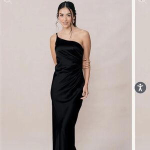 Revelry Jade Satin Dress in black